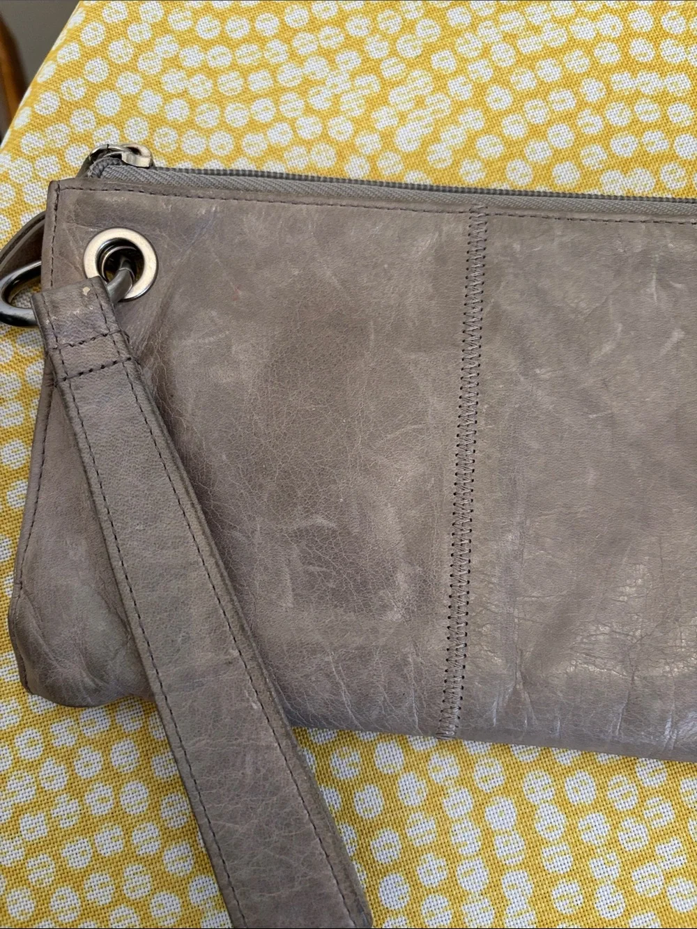 Hobo  Gray Leather Wristlet Clutch